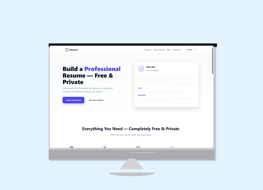 Resume – Free, Privacy-Focused CV Generator
